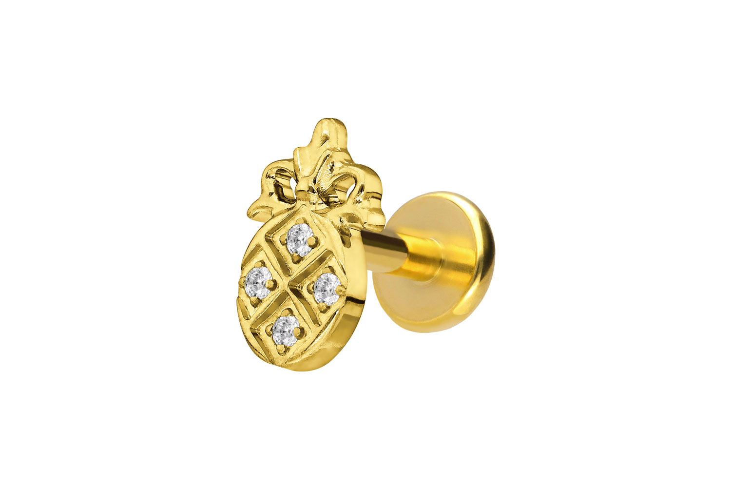 Titan Labret Piercing mit Push Fit KRISTALLANANAS